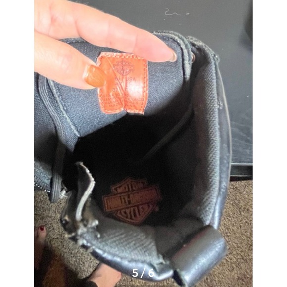 Harley Davidson Leather Moto Ankle Boots Lace Up Side Zip Buckle Womens 6.5 - Picture 5 of 6